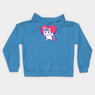 Cute Unicorn Bring Love Heart Cartoon Kids Hoodie